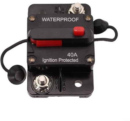 Wasserdichter Kfz-Leitungsschutzschalter, 30–300 A, 12 V-48 V Gleichstrom, manuelles Zurücksetzen für Autos, Boote, Anhänger, Geländefahrzeuge, IP67, zweipolig (40 A)
