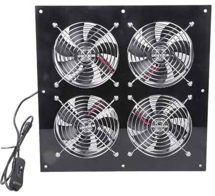 DOSERTY Waterproof DC12V Ventilation Fan 4 Fans Fast Speed for Air Circulation in Warehouses Server Rooms Sheds Easy Installs Solar Powered Exhaust Fan