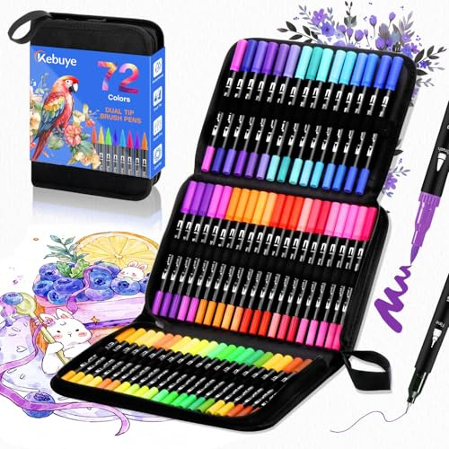 Kebuye Filzstifte Set Dual Brush Pens - 72 Farben Fineliner Marker Stifte