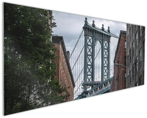 Wallario Küchenrückwand aus Glas 125 x 50 cm, Motiv: Brücke zwischen Häusern | Spritzschutz abwischbar & pflegeleicht