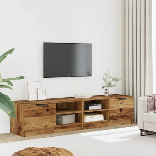 Vorpalize TV-Schränke 2er Set, Altholz-Optik, 80x35x36,5 cm, robuster Holzwerkstoff Lowboard TV Schrank mit Stauraum für Wohnzimmer, Schlafzimmer