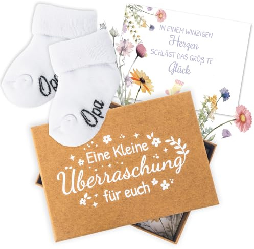 Belillpipi Babysocken Geschenkset – Du wirst Oma, Opa, Tante oder Onkel – Personalisierte Schwangerschaft verkünden mit Geschenkbox für die Familie