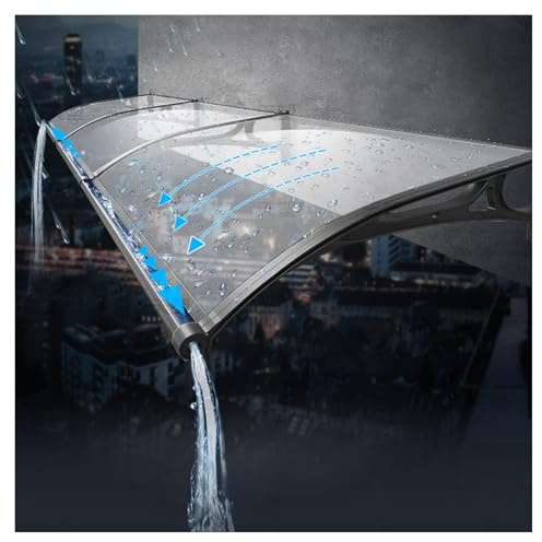 Large Aluminum Canopy Awning for Windows & Doors UV & Rain Protection Polycarbonate Stylish Design 150x300cm (59x118in) for Outdoor Use