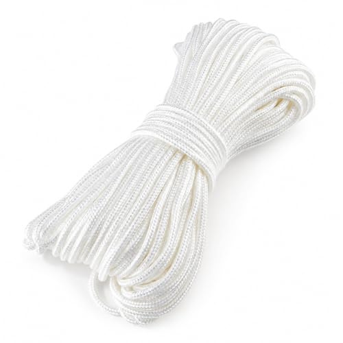 26.5M x 4mm White Nylon Braided Picture Hanging Cord, Heavy Duty Picture Wire for Frames Mirrors Paintings, Multi-Purpose Rope for Tents Clotheslines Blinds Camping DIY Supplies