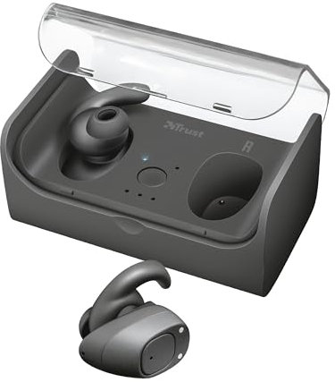 Trust Urban Duet Auricolari Interni in Modalità Wireless Via Bluetooth, Ricaricabili, Nero