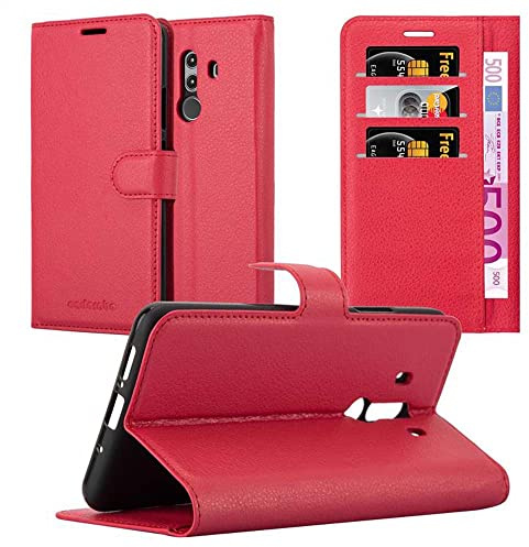 Cadorabo Hülle kompatibel mit Huawei Mate 10 PRO Handyhülle aus Kunst Leder Flip Klappbare Stoßfeste Magnetische [Standfunktion] [Kartenfächern] Cover Hülle für Huawei Mate 10 PRO Tasche in Rot