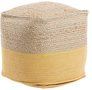 Boho Pouf Baumwolle Jute quadratisch beige/gelb Kirama