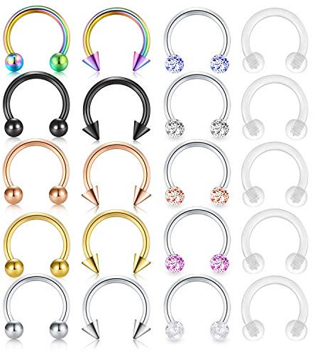 Incaton 16 Gauge 10MM Lippenpiercing Nasenpiercing Brustwarzenpiercing Chirurgenstahl Helix Septum Ring Tragus Ohrpiercing Bioflex Hufeisen Circular Barbell Retainer Piercing Schmuck