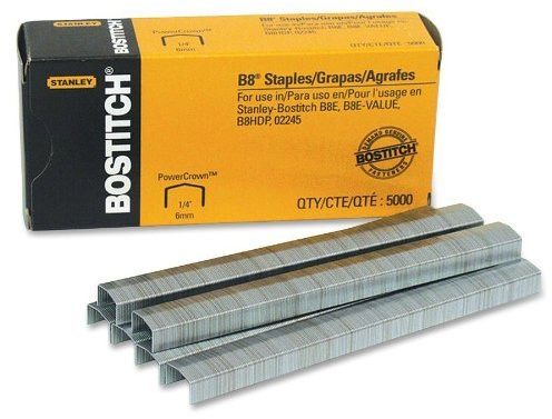 Bostitch B8 PowerCrown Premium Staples, 0.25 Inch Leg, Full-Strip (STCR21151/4), Pack of 12