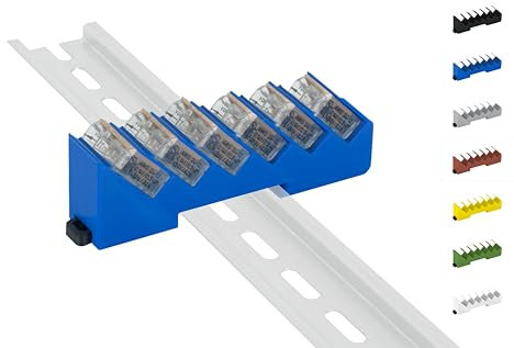 Din Rail Hutschienenhalter für 6x Wago Klemmen/lever clamps 221-412/413 (Wagoklemmen nicht im Lieferumfang!) (Blau)