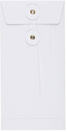 Lot de 10 enveloppes DL - 220 x 110 mm - Blanches - Fermeture à cordon - Papier kraft - Enveloppes d'expédition