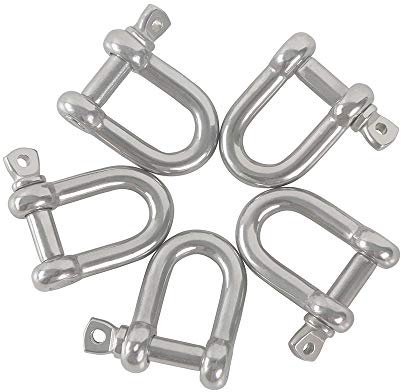 Rshuhx M6 D Shackles 304 Stainless Steel D Ring Shackle Lock D Links Hook Shackle Clip D-Shackle Ring for Heavy Duty Construction,Chain Link Tow 10PCS