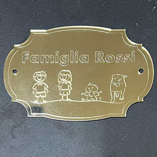 Placa para puerta o núcleo familiar o logotipo con grabado personalizado placa para puerta entrada casa de plexi acrílico espejo oro