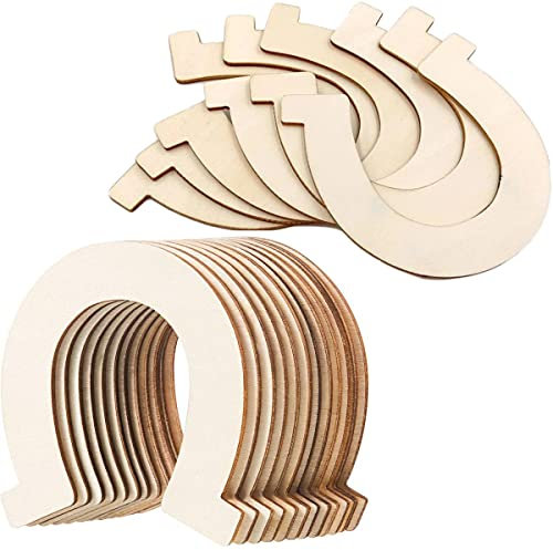 48 Stück Holz Hufeisen Holzscheiben,Unvollendete Holz Ausschnitte Handwerk DIY Dekoration für DIY Basteln,Hochzeit,Geburtstagsdeko,Party Schilder,Geschenk Anhänger,Babypartys,Kranzdekorationen