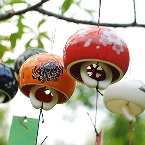 Japanische Keramik Orange Windspiel 1 Stück - Windspiele - Gartendekoration