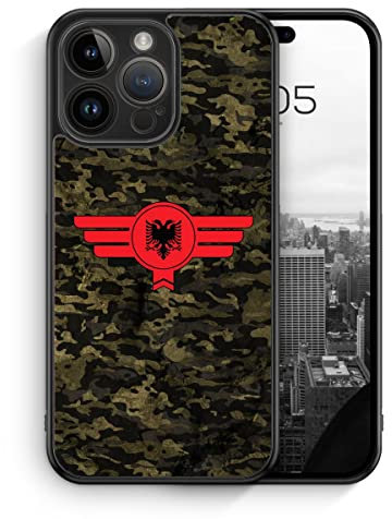 MUNIQASE Albanien Albania Camouflage - Silikon Hülle für iPhone 14 Pro Max - Militär Camouflage Albanische Schutzhülle Handyhülle Case Cover