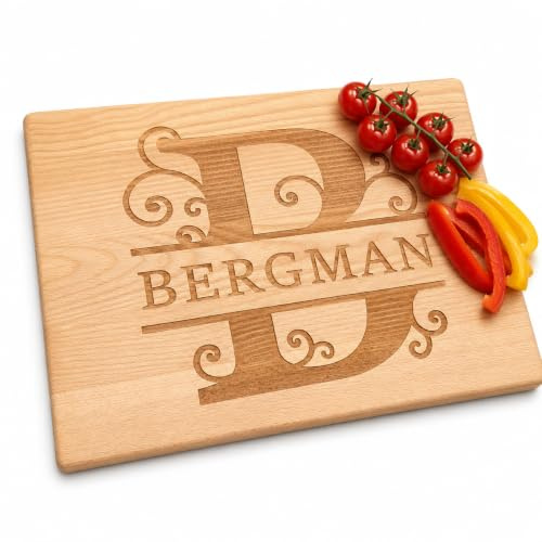 Personalisiertes Schneidebrett mit Monogramm-Kappe | Handgefertigt Schneidebrett | Frühstücksbrett | Hochzeit Geschenke für das Paar | Schneidebrett Holz | Brot Schneidebrett von Algis Crafts