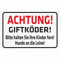 INDIGOS UG - Aluverbundplatte Schilder 3mm - Sicherheit - Achtung Giftköder. Bitte halten Sie Ihre Kinder fern. Hunde an die Leine - 200x150 mm - Hotel, Firma, Schutz, KITA, Arzt