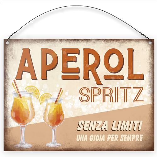 Dorothy Spring Metallschild Aperol Spritz Design Retro Vintage Dekorative Plakette für Zuhause Geschenk für Freunde Dekorationen zum Aufhängen 14 x 20 cm
