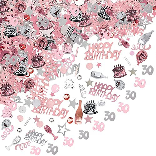 Probuk 20g Pink & Silver Birthday Decorative Confetti for Table Decorations, Gift Bags, Invitations, Cake Stands