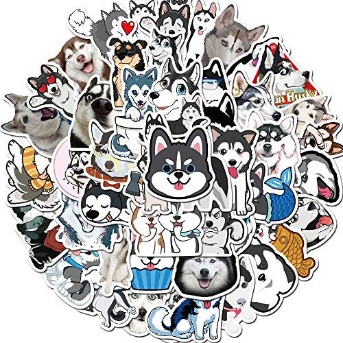 Bric Dodo 50 Stück Husky Aufkleber Auto Laptop Telefon Gitarre Skateboard Motorrad Fahrrad Husky Stickers Set Vinyl Wasserdicht Aesthetic Aufkleber für Jugendliche Kinder Erwachsene