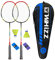 BAIHUALIN WHiZZ Badmintonschläger Set 2 Spieler, Leichter Carbon Graphit Badminton Schläger Federball Set für Freizeit, Übung, Training+ 2 Federbälle + 2 Griffbänder + 1 Tragetasche, T20 Schwarz+Rot