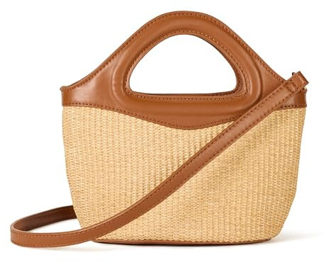The Drop Xiomara Mini Tote Bolsa de Mano, Rafia Natural, One Size