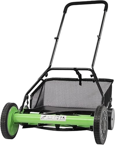 LANNADD 20 Zoll Handspindelmäher, Spindelmäher Mit Grasfangkörbe Rasenmäher Manuell 5 Stahlmessern Schnittbreite, 50 cm Leise Handrasenmäher für Das Mähen Von Gartenrasen