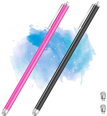 iMoebel Tablet Stift 2 Pack Faserspitze Touchscreen Stifte Verlängert 18,5CM mit Clip, Universal Passiv Stylus Touch Pen kompatibel mit kapazitiven Touchscreens Handys Tablets
