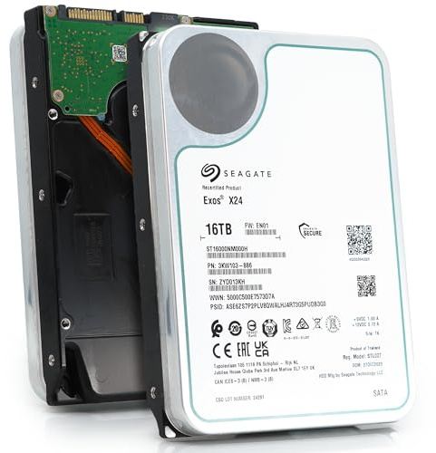 Seagate Exos X24 ST16000NM000H - Festplatte - Enterprise - 16 TB - intern - 3.5 (8.9 cm) - SATA 6Gb/ s - 7200 RPM - Puffer: 512 MB (Generalüberholt)