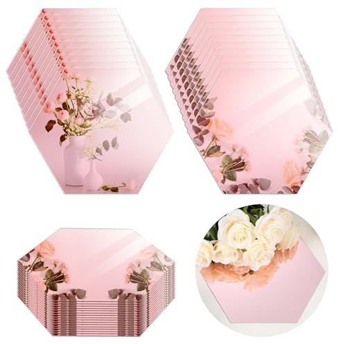 Vercraft 12 Pcs 12 Inches Hexagon Mirrors for Centerpieces Hexagon Mirror Trays Mirror Plates for Centerpieces Wedding Centerpieces for Round Tables Wedding Party Decorations Wall Decorations Crafts