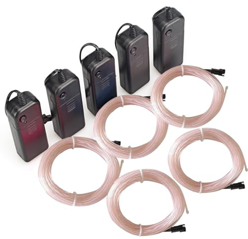 Sunboia 5 x 3 m - Filo al neon a batteria bianco EL cavo ghirlanda luminosa 3 modalità di illuminazione Fix lampeggiante strobo tubo fluorescente EL Wire abbigliamento festivo sera matrimonio auto