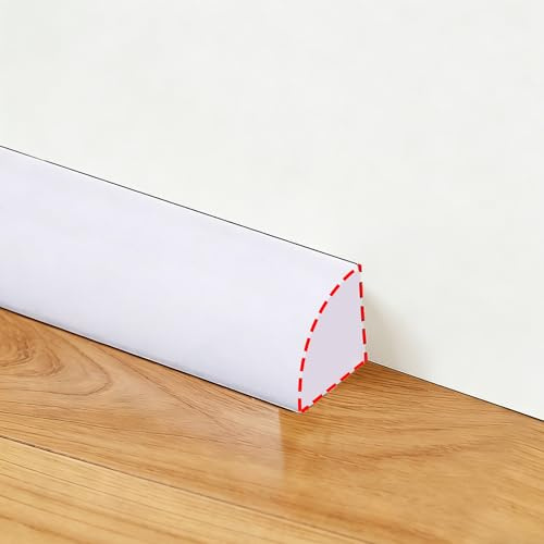 Flexible Quarter Round Molding Trim, Peel and Stick Moulding Wall Trim Self-Adhesive Rubber Caulk Seal Strip Edge Trim for Bathtub, Countertop,Bathroom,Sink,Cooktop(White 2 Meter)
