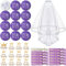 TZEKING 37 Stück JGA Braut Button Set,Team Bride JGA Buttons,12 Bride Buttons+12 Bride Tattoo Aufkleber+12 Bride Armband+1 Schleier,Jungesellinnenabschied Frau Accessoires,JGA Deko Accessoires
