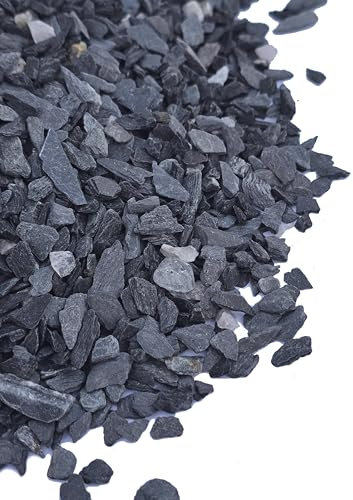 Ardoise noire naturelle (gris foncé) – Gravier en pierre de 6,35 à 6,35 mm | Parfait pour les travaux manuels, les modèles de base, les jeux de guerre, les bonsaï, les jardins miniatures ou féériques,