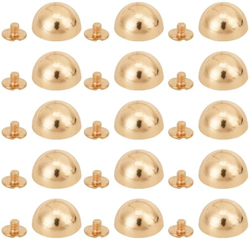 GORGECRAFT 24 Ensembles de Rivets en Forme de Champignon Rivets de Décoration Vis en Alliage Doré Perle de Rivet Petits Clous à Vis en Métal Demi Rond pour Sacs en Cuir Ceinture Vêtements Chaussures