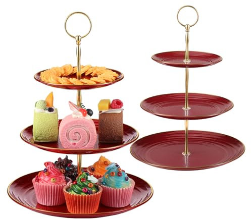 TsunNee 2-Pack 3-Tier Cake Stand Cupcake Holder, Dessert Plates Cakes Fruit Cookie Candy Display Tower Serving Platter, Pastry Tiered Serving Tray for Wedding Birthday Tea Party Chiristmas