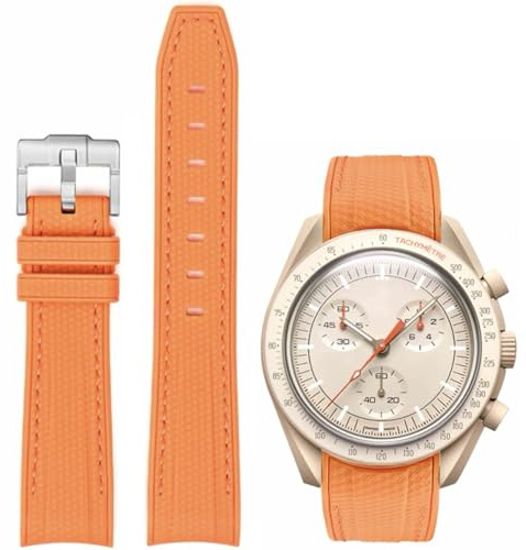 HEYOZURY Watch Straps for Omega X Swatch Moonswatch Watch 20mm Curved Rubber Band Silicone Watch Band Men Women Replacement Band Omega MoonSwatch Speedmaster No Gap