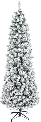 HOMCOM Künstlicher Weihnachtsbaum, 210 cm Christbaum mit 687 Spitzen, Kunstschnee, klappbar Metallständer, für Weihnachten Deko, Grün