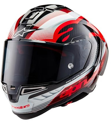 Alpinestars Supertech R10 Team Carbon Helm, schwarz/rot/weiß, S (55/56)