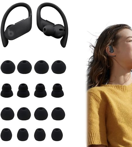 16PCS Ear Tips Compatible with Powerbeats Pro for Beats Soft and Flexible Ear Tips Compatible with Powerbeats Pro Silicone Noise Reduce Replacement Ear Tips Compatible with Beats Fit Pro (Black)