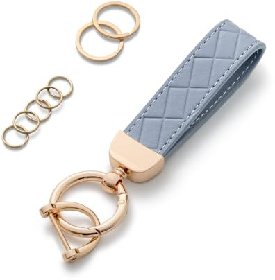 AOKSUNOVA PU Leder Schlüsselanhänger Auto Damen Schlüsselanhänger mit Schlüsselring für Damen, Frauen, Herren Hellblau