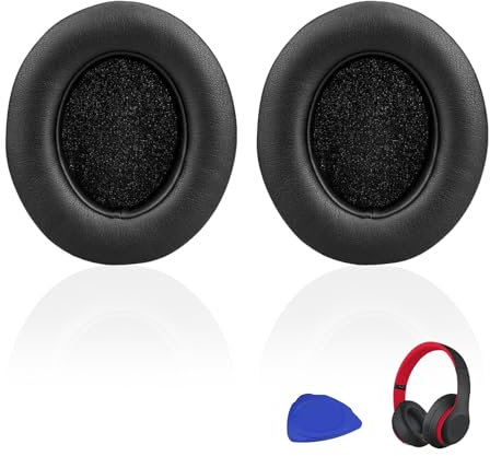 2 Pcs Replacement Ear Pads for Beats Studio 2 & 3 Wired/Wireless, Ear Cushions Comfortable Protein Leather, Noise Isolating Memory Foam, Easy Install, Compatible with Over-Ear Headphones (Black)