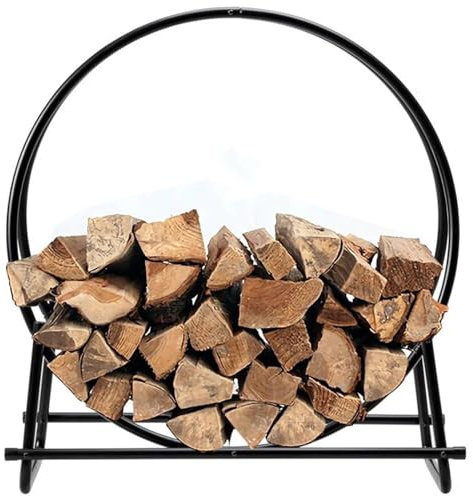IXMLDAXD Brennholz, Kaminholzregal, 76,2 cm, mittelgroßes Metall-Brennholzregal, Holzkorb, rundes, wetterbeständiges Holzlagerregal, Feuerstellen-Kaminhalter for Deck, Rasen, Garten