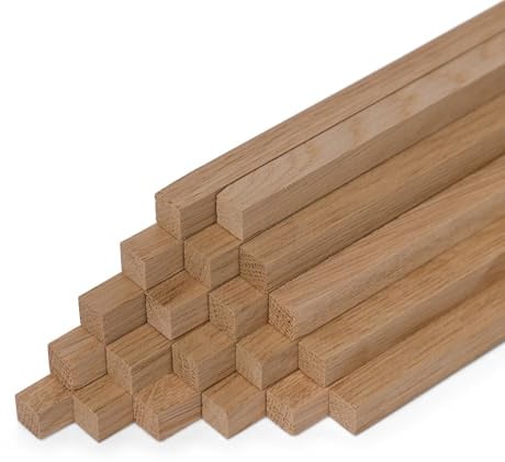 Woodsellers 20er‑Set Holzstäbe – Massivholz gehobelt 10x10x250 mm (technisch getrocknet 10‑12 %) – verleimfertige Holzleisten für Möbelbau, Innenausbau & DIY‑Projekte (Eiche gehobelt)