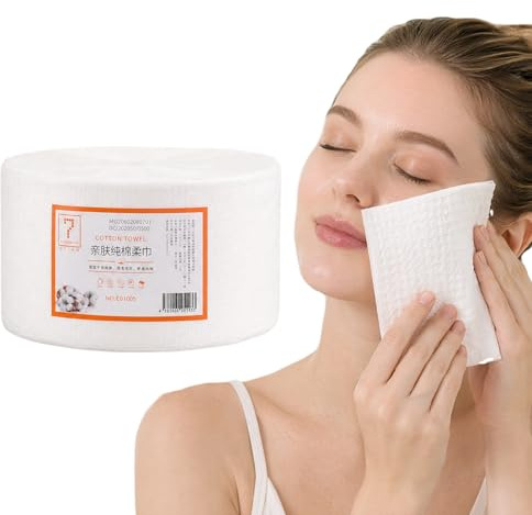 Cotton Facial Towel Roll 21x21cm Extra Thick Lint-Free Dual-Side F-Mesh & Smooth Reusable Absorbent Family Size 500g Jumbo for Makeup Remover Baby Care Household Cleaning 1 Roll Elitzia ETTTON1