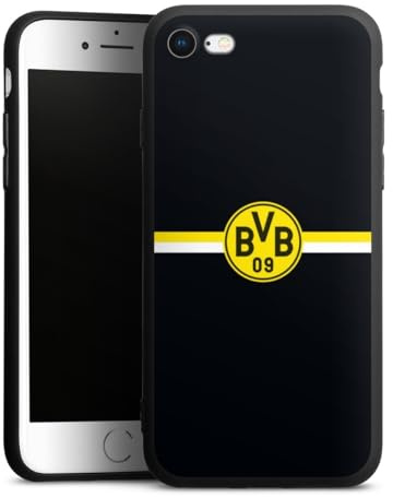 Premium Silikon Hülle kompatibel mit Apple iPhone 7 Handyhülle schwarz Case BVB Streifen Offizielles Lizenzprodukt
