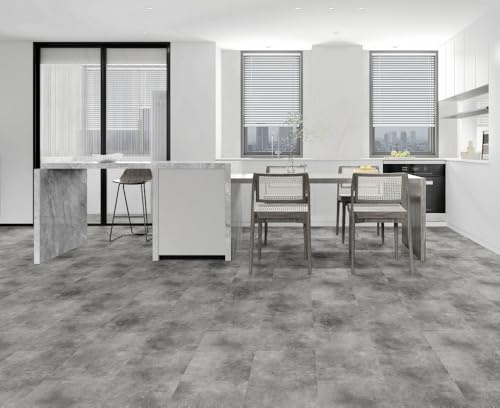 Gres24 Cemento SPC Grigio Scuro, Pavimento Effetto Cemento, Stone Polymer Composite, 30,5 x 91,5 cm, Spessore 5mm incluso materazzino fonoassorbente di 1mm, Per Interni, 16 Pezzi, 4,46m²
