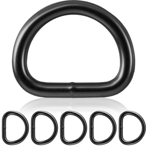 Ganzoo © D - Ring Stahl | 5 Stück | 28mm Gurtmaß | Außen 50mm x 40mm | 6mm Material | Größe XL | Paracord Hundehalsband | Taschen - Herstellung | Rucksack-Riemen | Nicht-rostend | Farbe schwarz matt