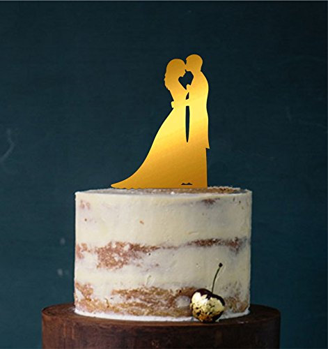 Cake Topper, Tortenstecker, Tortenfigur Acryl, Hochzeit Hochzeitstorte (Gold (Einseitig)) - Art.Nr. 5043